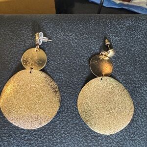 Gold Double Disc Drop Earrings - Women Jewelry